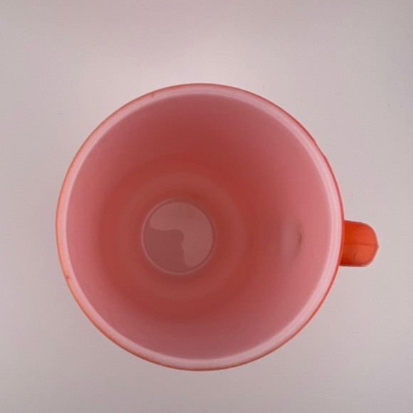 Vintage, Tall, Textured Milk Glass, Coffee Mug, Mottled Orange by Hazel Atlas - Picture 5 of 8